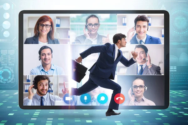 Videoconferencing concept with people in online call — Stock Photo, Image