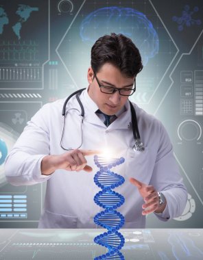 Genç öğrenci DNA yapısını inceliyor