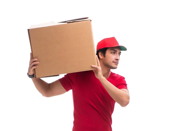 The young male courier with box — Stock Photo, Image
