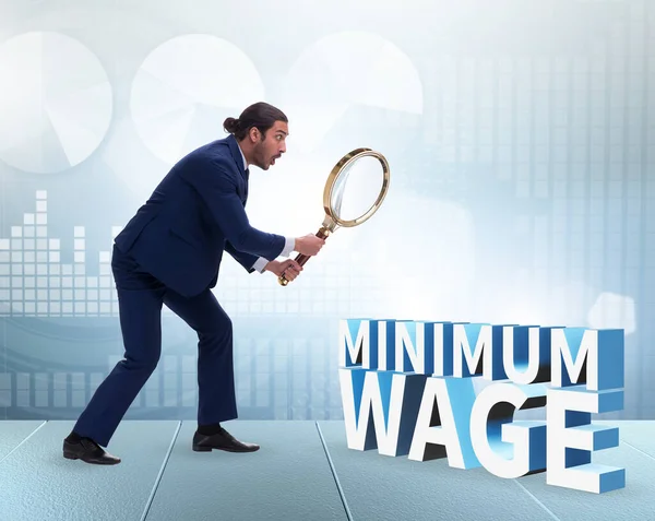 Concepto de salario mínimo con empresario — Foto de Stock