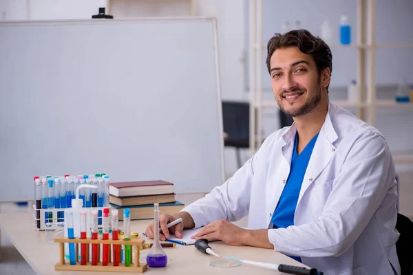 研究室で働く若い男性化学者 — ストック写真