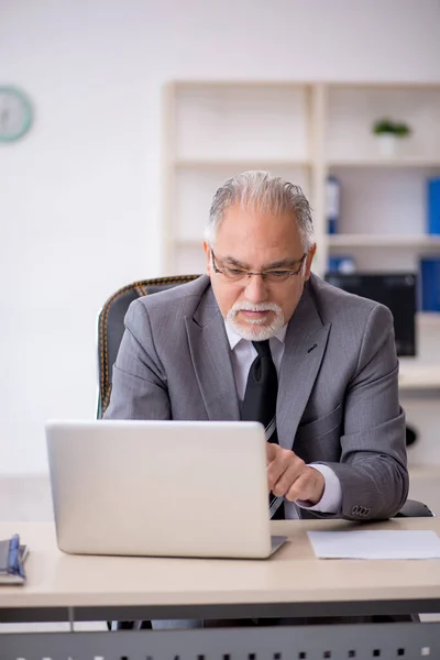 Ancien employé masculin travaillant dans le bureau — Photo