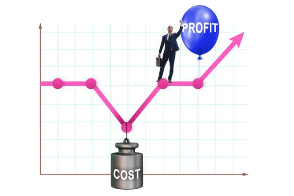 Diagram med vinst och kostnad och affärsman — Stockfoto