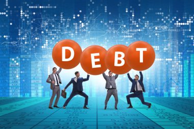 Yükleme ve borç konseptinde iş adamları