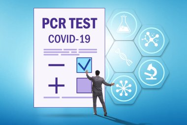 Coronavirus covid-19 test konseptindeki adam.