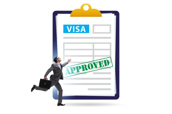 Visa έννοια της αίτησης με επιχειρηματία — Φωτογραφία Αρχείου
