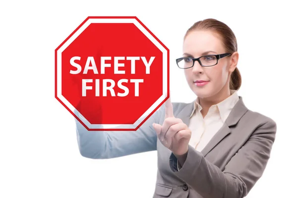 Safety first concept with businesswoman — Stock Photo, Image