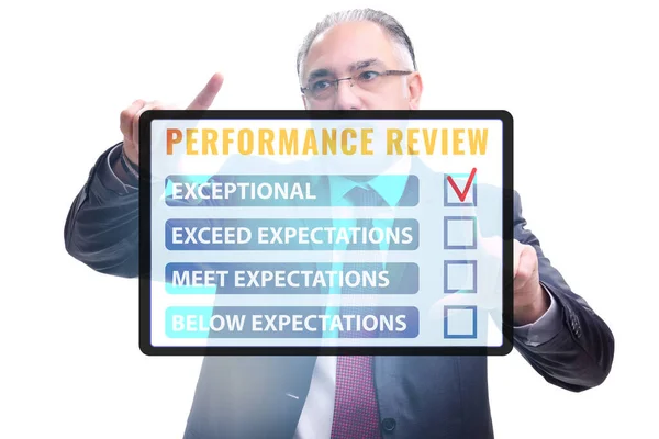 Jaarlijks performance review concept met zakenman — Stockfoto