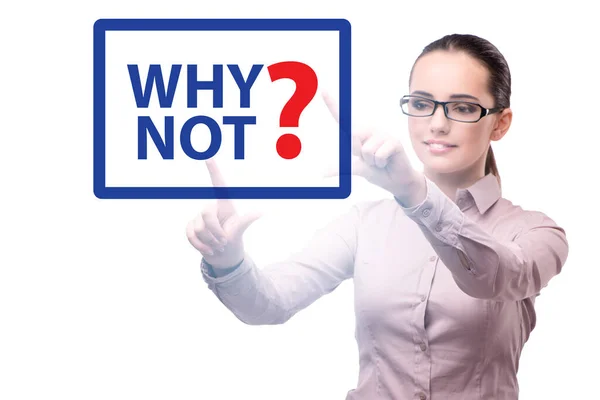 Businesswoman asking the question why not — Stock Photo, Image