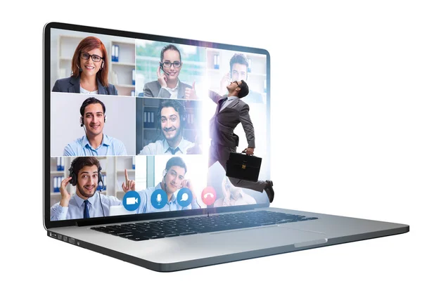 Концепция видеоконференций с людьми в режиме онлайн — стоковое фото