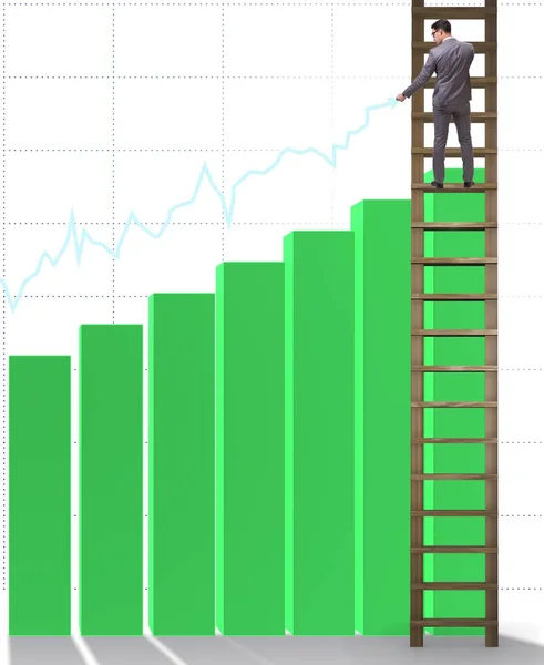 Empresario escalando hacia el crecimiento de las estadísticas —  Fotos de Stock