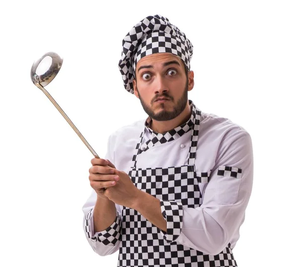 O cozinheiro masculino isolado no fundo branco — Fotografia de Stock