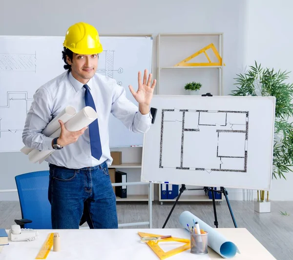 The young handsome architect working on the project — Stock Photo, Image