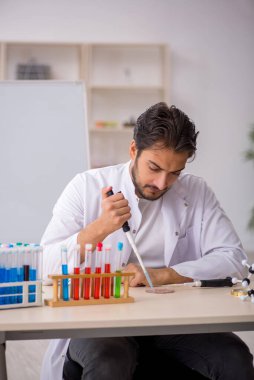 Laboratuvarda çalışan genç bir kimyager.
