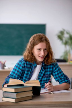 Sınava hazırlanan genç kız öğrenci.