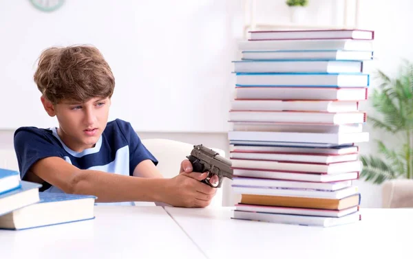 Young student stressed due to excessive studies — Stock Photo, Image