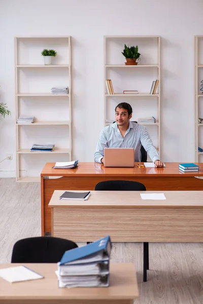 Junge männliche Angestellte sitzen im Büro — Stockfoto