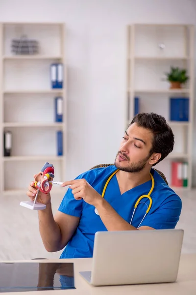 Klinikte çalışan genç bir erkek kardiyolog. — Stok fotoğraf