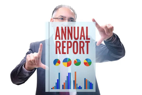 Homme d'affaires dans le concept de rapport annuel — Photo