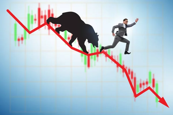 Businessman in illustration of bearish market — Stock Photo, Image
