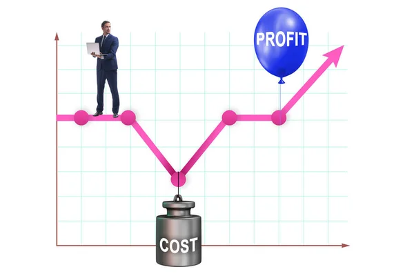 Diagram med vinst och kostnad och affärsman — Stockfoto