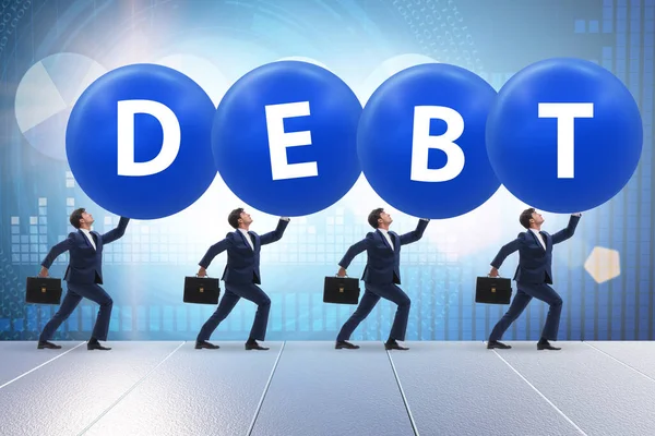 Empresários no conceito de carga e dívida — Fotografia de Stock