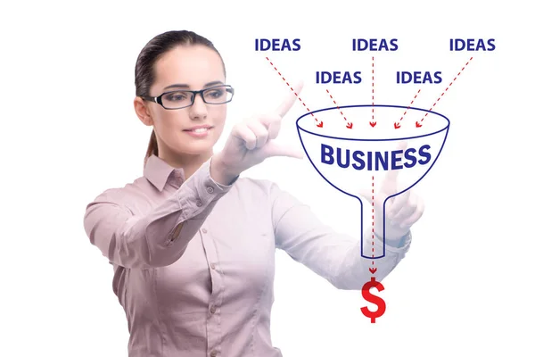 Businesswoman in ideas generation concept — 图库照片