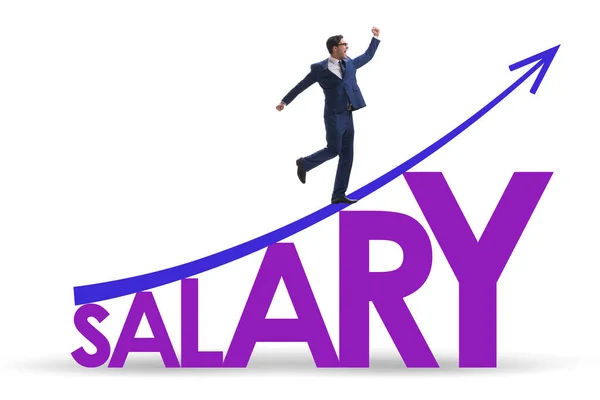 Salary increase concept with businessman — Stock Photo, Image