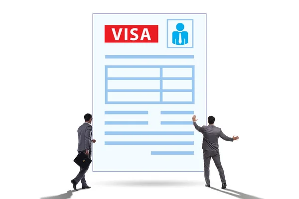 Conceito de aplicação de visto com empresário — Fotografia de Stock
