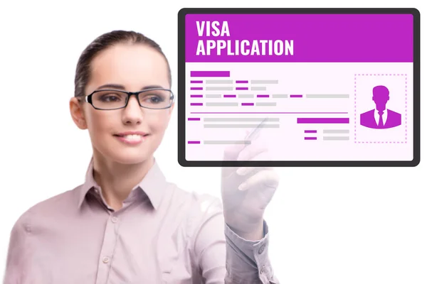 Visa konsep aplikasi dengan pengusaha wanita — Stok Foto