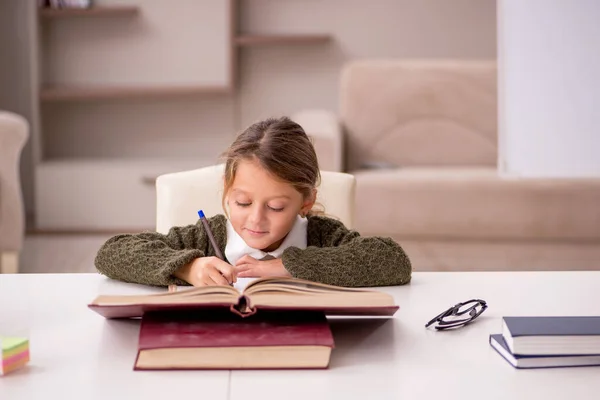 Jovem menina estudando em casa — Fotografia de Stock