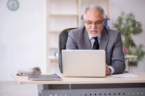 Alt männlich mitarbeiter working im die büro — Stockfoto