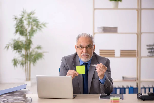 Viejo empleado que trabaja en el lugar de trabajo —  Fotos de Stock