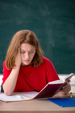 Sınavlara hazırlanan genç bir kız öğrenci.