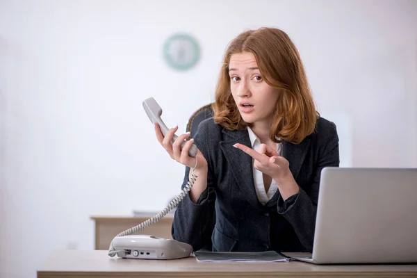 Young female employee working in the office — Stock Photo, Image