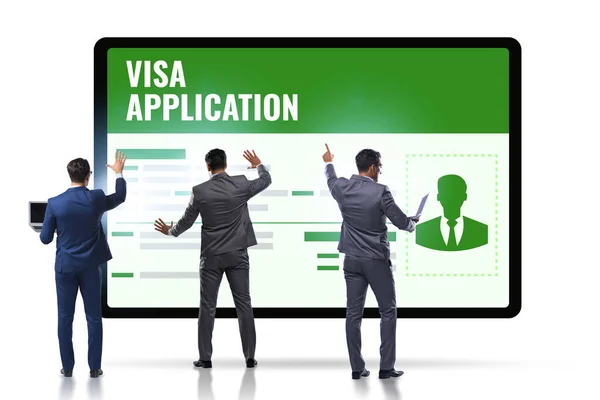 Visa έννοια της αίτησης με επιχειρηματία — Φωτογραφία Αρχείου