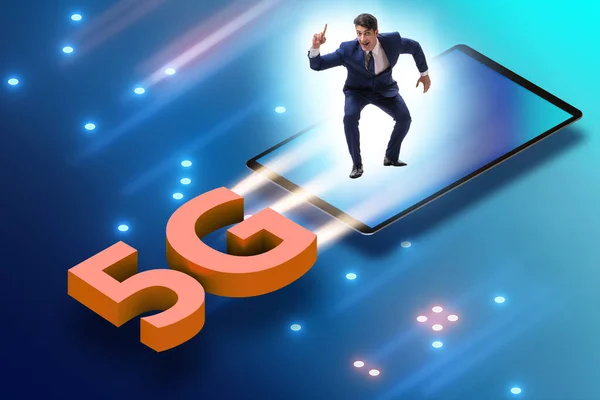 Concepto de telecomunicaciones de tecnología 5G - proyección isométrica — Foto de Stock