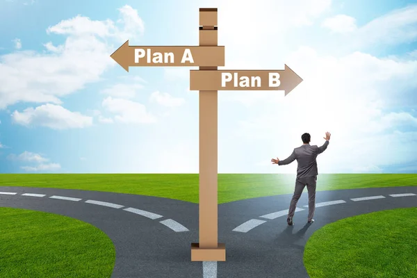 Концепция выбора между планом А или планом Б — стоковое фото