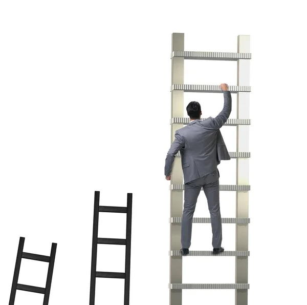 Career concept with businessman climbing ladder — Stock Photo, Image