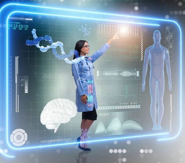Kobieta lekarz w futurystycznej koncepcji medycznej — Zdjęcie stockowe