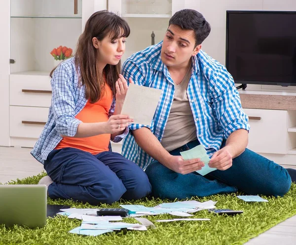 Young family in budget planning concept
