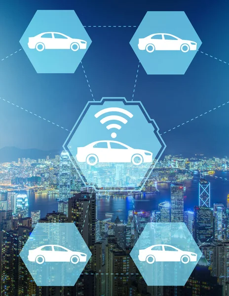 Şehirdeki yolculuk paylaşımı ve araba kullanma konsepti.