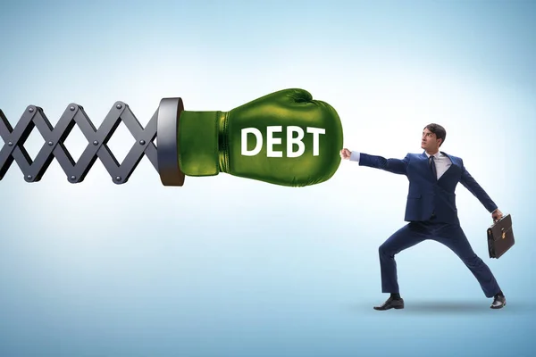 Концепция Кредитования Задолженности Бизнесменом — стоковое фото