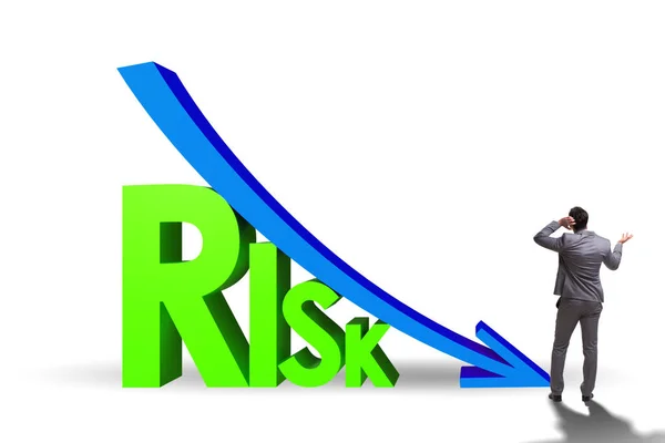 Begreppet Riskreducering Och Riskreducering Med Affärsmannen — Stockfoto