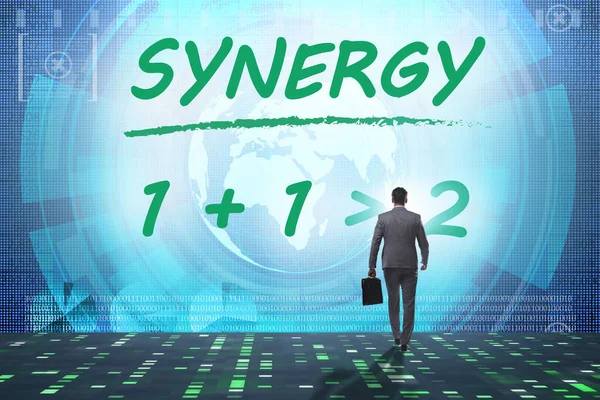 Biznesmen Koncepcji Synergii Biznesu — Zdjęcie stockowe