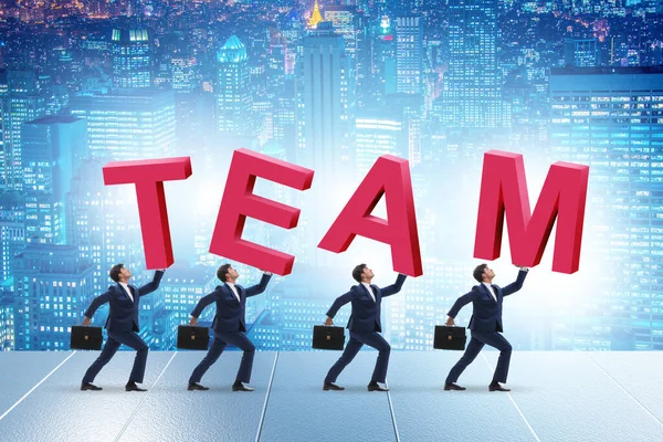 Teamwork Concept People Carrying Team Letters — Stock Photo, Image