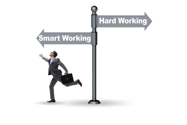 Businessman Crossroads Working Smart Hard — Stock Photo, Image