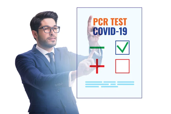 Concept Van Coronavirus Covid Test Met Zakenman — Stockfoto