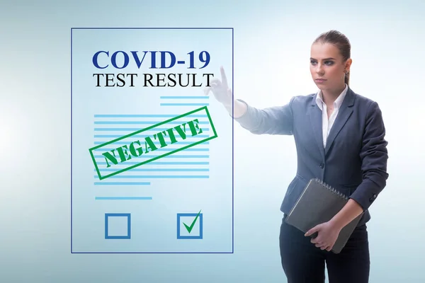 Konsept Coronavirus Covid Test Med Forretningskvinne – stockfoto