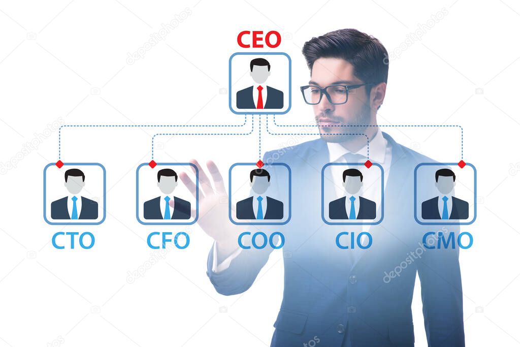 Businessman in organisation chart concept